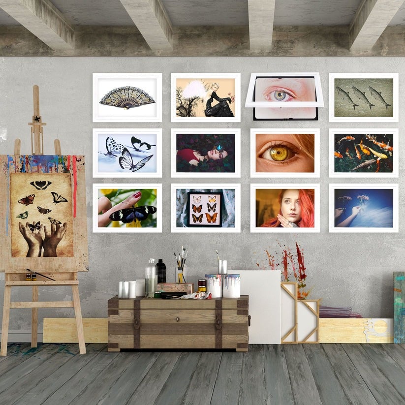 Ramme for enkel utskiftning av fotografier eller kunst