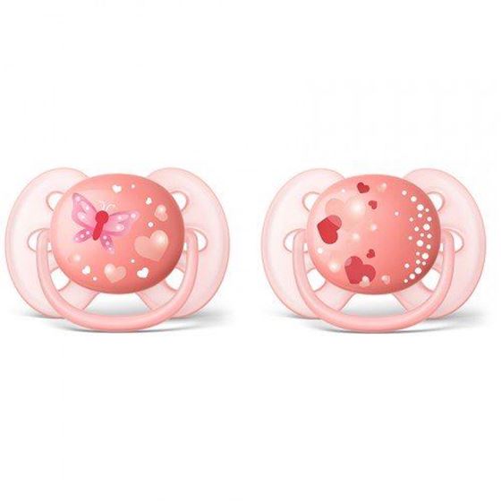 Bilde av UTGÅTT! Philips Avent Smokk, Ultra Soft, 6-18 mnd, Rosa, 2pk