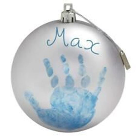 Bilde av Baby Art Julekule med håndavtrykk, Sølv