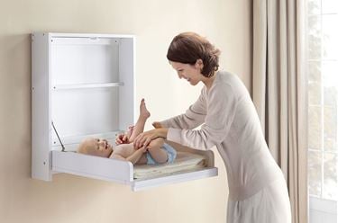 Bilde av Sagababy Vegghengt Stellebord, Hvit Tre