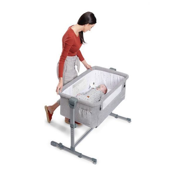 Mimmis.no UTGÅTT! Kinderkraft Bedside Crib, Neste UP, Grå Lys Melert