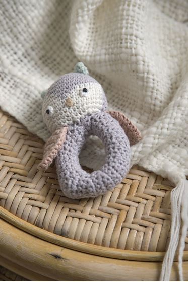 Bilde av Sebra Heklet rangle, uglen Blinky, raindrop grey