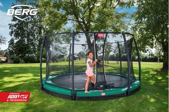 Bilde av BERG Champion Inground Trampoline inkl. deluxe sikkerhetsnett. 380cm, Grønn