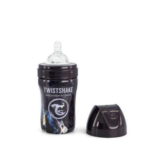 Bilde av Twistshake Tåteflaske Rustfritt Stål, Anti-Colic 260ml Marble Black