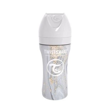 Bilde av Twistshake Tåteflaske Rustfritt Stål, Anti-Colic 330ml Marble Grey