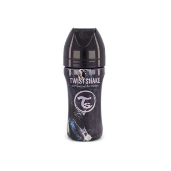 Bilde av Twistshake Tåteflaske Rustfritt Stål, Anti-Colic 330ml Marble Black