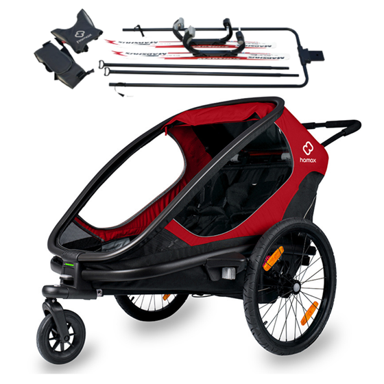 Bilde av Hamax Outback Double, Skivogn og Sykkelvogn, Rød (med skisett)