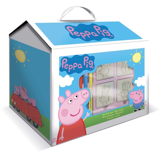 Bilde av Peppa Gris Stempelsett + tegnesett i husformet gaveeske