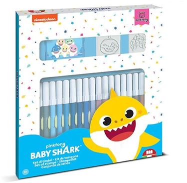 Bilde av Baby Shark Fargesett Stempelsett med 18 tusjer