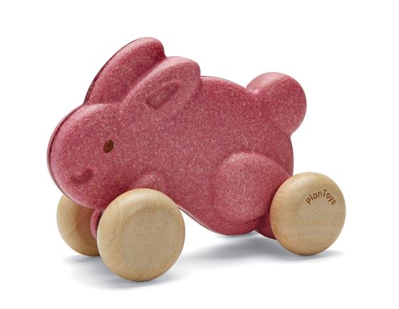Bilde av PlanToys Treleke, Trekke-kanin, rosa