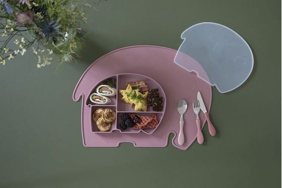 Bilde av Sebra Barnetallerken med lokk, Silikon, vintage rose