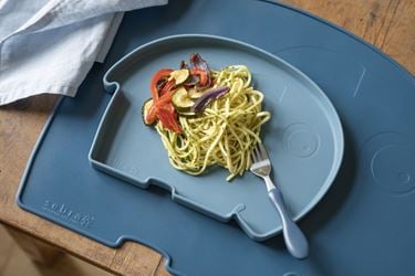 Bilde av Sebra Barnetallerken, Silikon, vintage blue