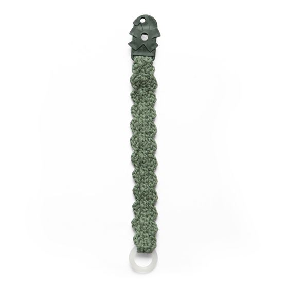 Bilde av UTGÅTT! Sebra Heklet Smokkesnor, Bottle green