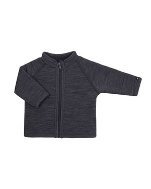 Bilde av Smallstuff cardigan i ull med zip, mørk grå