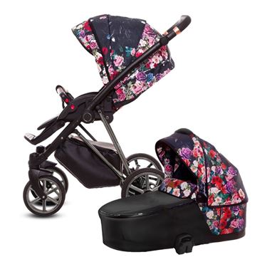 Bilde av Sagatroll Level Duo Barnevogn, Dark Rose Black / Nikkel