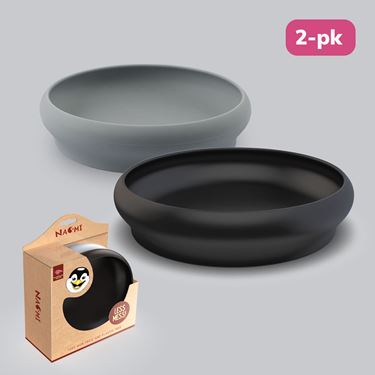 Bilde av Naomi Barnetallerken, 2pk, Grå/sort