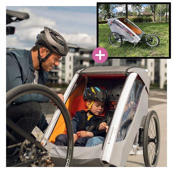Bilde av UTGÅTT! Thor Hushovd Kid Racer Twin Sykkelvogn med Løpesett PAKKETILBUD