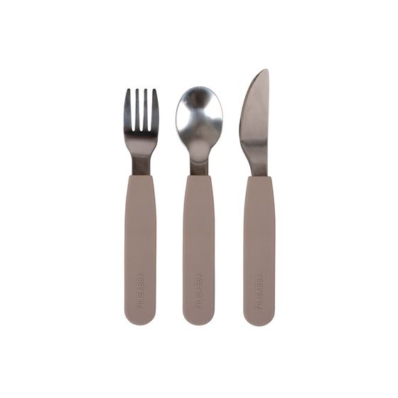 Bilde av Filibabba Bestikk til barn, Silikon, Warm Grey