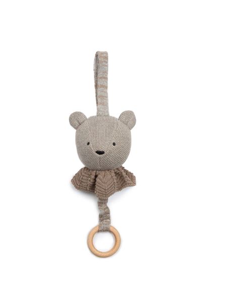 Bilde av UTGÅTT! Smallstuff Music uro, bjørn, knitted sandy/ grey