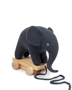 Bilde av Smallstuff trekk-elefant, knitted dark denim