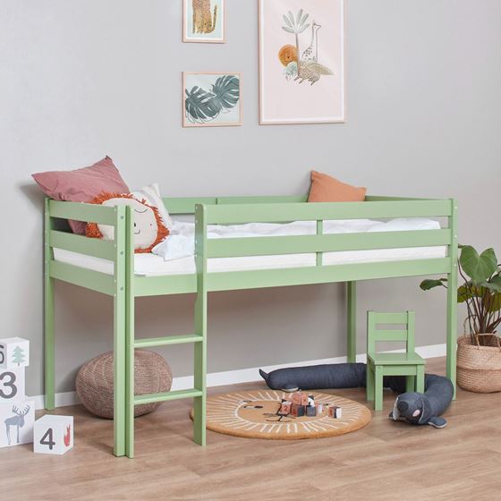 Bilde av Hoppekids Halvhøy Seng, Eco Comfort, 90x200cm, Pale Green