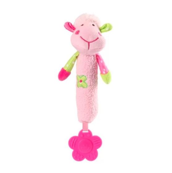 Bilde av UTGÅTT! BABYONO Babyrangle: Squeaky toy med bitering, Rosa