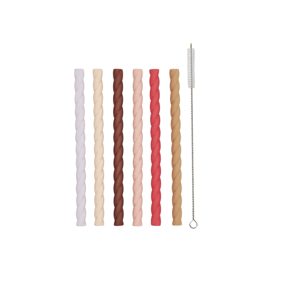 Bilde av OYOY Bamboo Silicone Straw, Rose - 6 stk