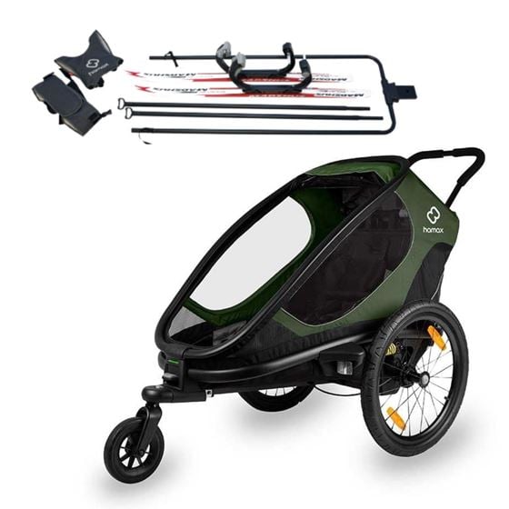 Bilde av Hamax Outback One, Skivogn og Sykkelvogn, Grønn (med skisett)