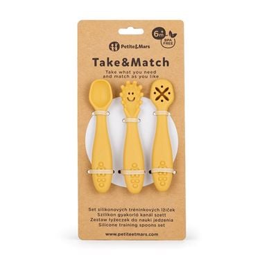Bilde av Petite&Mars Barneskjeer Intense Ochre - 3 stk Silikonskjeer