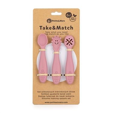 Bilde av Petite&Mars Barneskjeer Dusty Rose - 3 stk Silikonskjeer