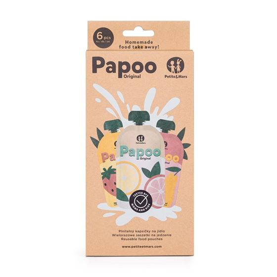 Bilde av UTGÅTT! Petite&Mars Papoo - Gjenbrukbare Smoothieposer 6stk 150ml