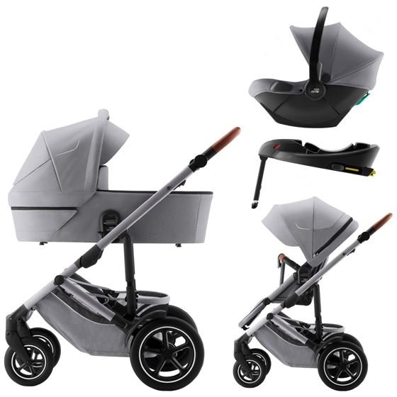 Bilde av Britax Smile 5Z Duovogn, inkl. Baby-Safe Core bilstol og base, Frost Grey