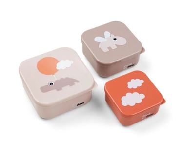 Bilde av Done by Deer Snackboks Sett Happy Clouds Powder - 3 stk Matbokser til Barn