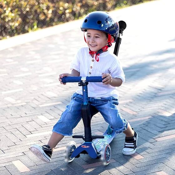 Bilde av UTGÅTT! Micro Mini 3-i-1 Deluxe LED Sparkesykkel Barn, Blue