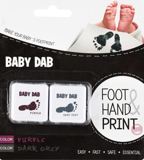Bilde av BabyDab Hånd & Fotavtrykk, 2 stk Lilla/Grå