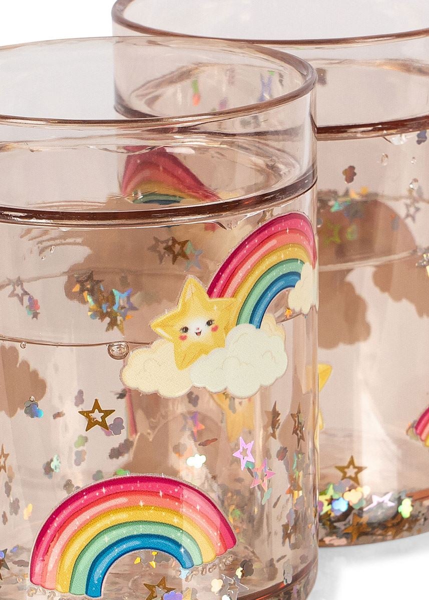 2 PACK GLITTER CUPS RAINBOW AW26