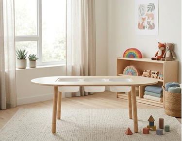 Bilde av Sagababy Ovalt Lekebord med oppbevaring