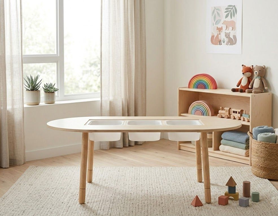 Bilde av Sagababy Ovalt Lekebord med oppbevaring