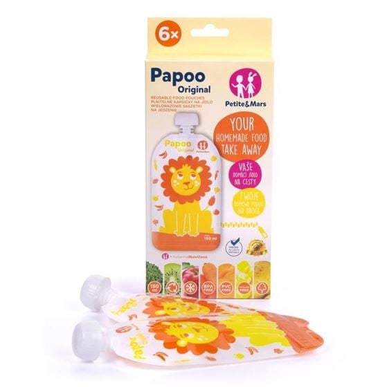 Bilde av Petite&Mars Papoo Løve - Gjenbrukbare Smoothieposer 6stk 150ml