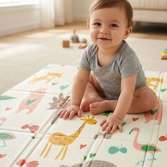 Bilde av PETITE&MARS Lekematte Baby - Dobbeltsidig XXL 130x200 cm - Dyr