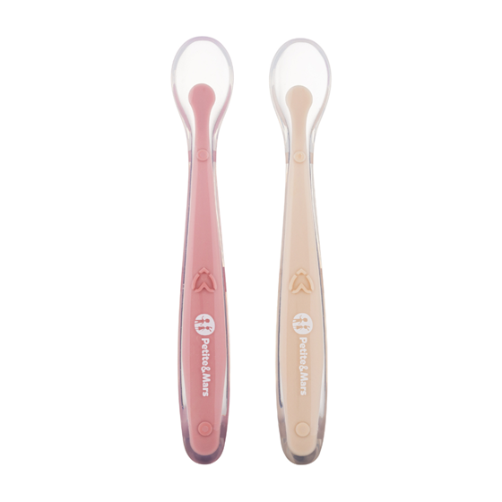 Bilde av Petite&Mars Barneskje - 2 stk Silikonskjeer Rose/Sand