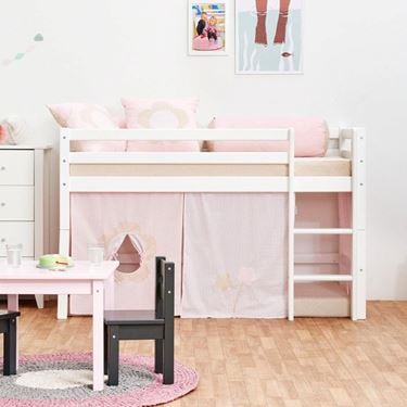Bilde av Hoppekids Halvhøy Seng, Eco Comfort med Fairytale Flower Forheng