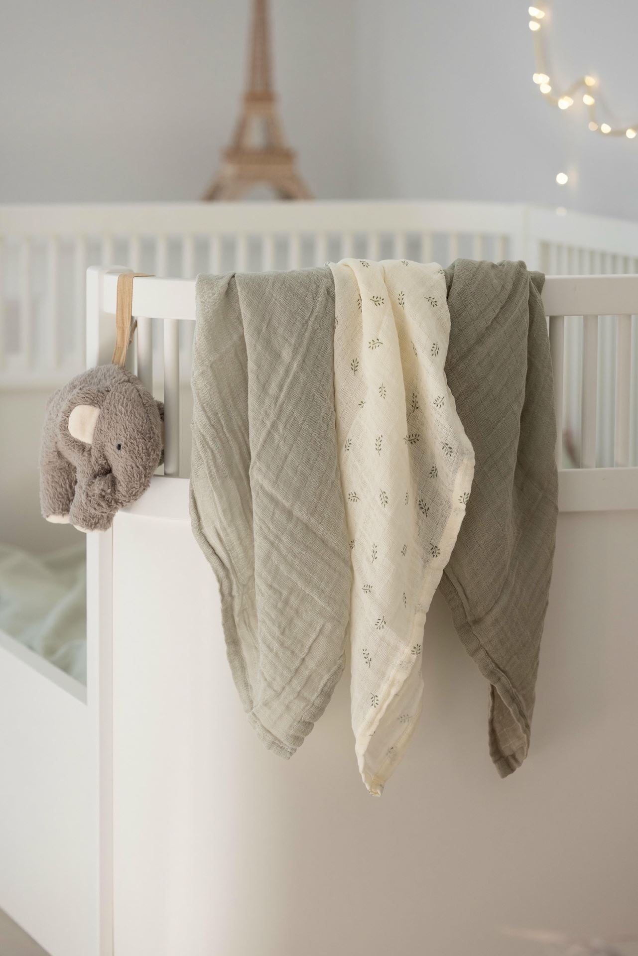 Sebra Babykluter - 3stk stoffkluter i muslin, Sophora Leaves