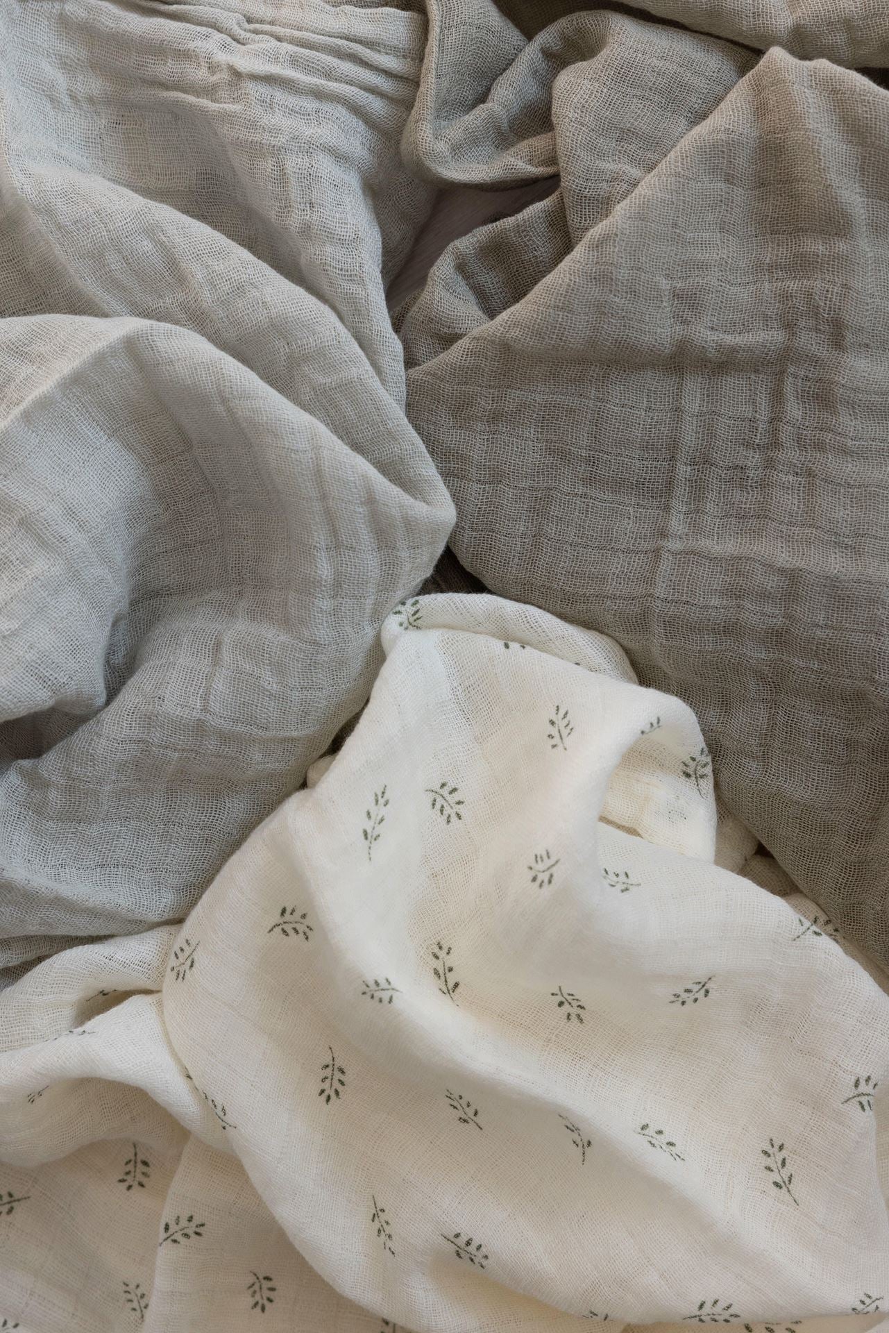 Sebra Babykluter - 3stk stoffkluter i muslin, Sophora Leaves