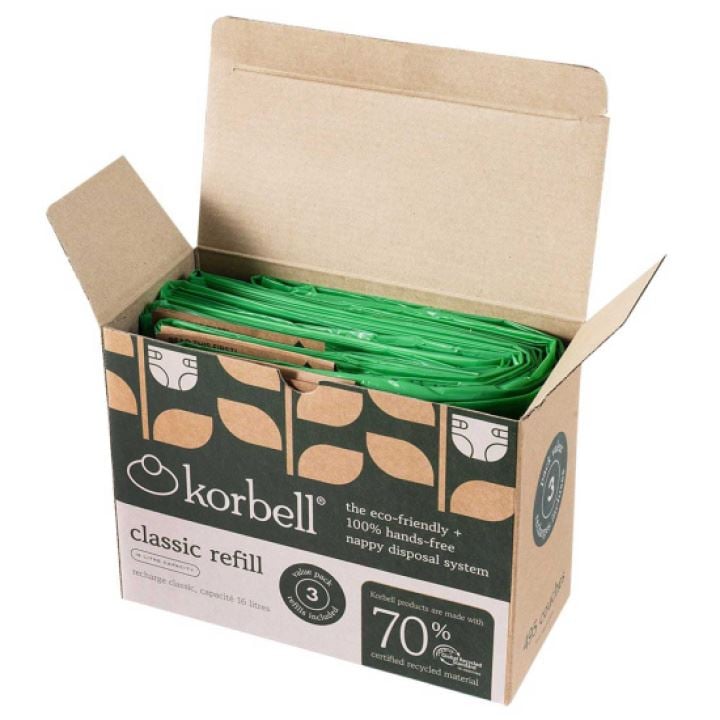 Korbell Bleiepose refill til Bleiebøtte, 3-pack