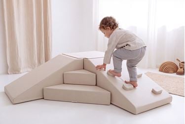 Bilde av Sagababy Soft Play Motorikkbane Lux Corner, Sand Beige Kunstskinn